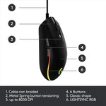 For Logitech G102 Optical RGB Gaming Mouse 8000DPI 16.8M Rechargeable Ergonomic USB for Computer Backlit for Right-handed Users-1