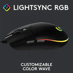For Logitech G102 Optical RGB Gaming Mouse 8000DPI 16.8M Rechargeable Ergonomic USB for Computer Backlit for Right-handed Users-2